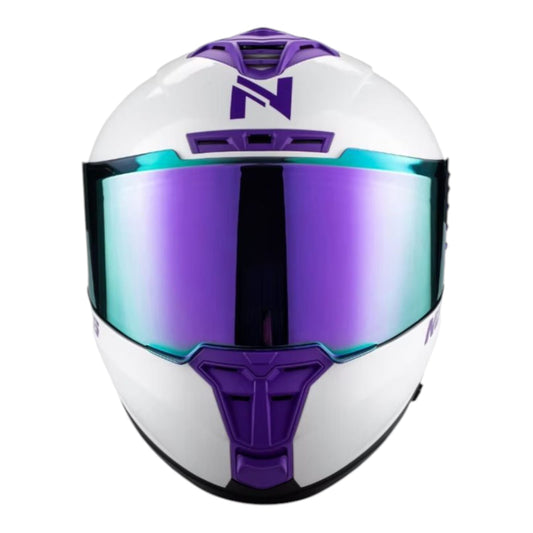 CASCO INTEGRAL NOSS NS 888 BLANCO BRILLOSO-MORADO