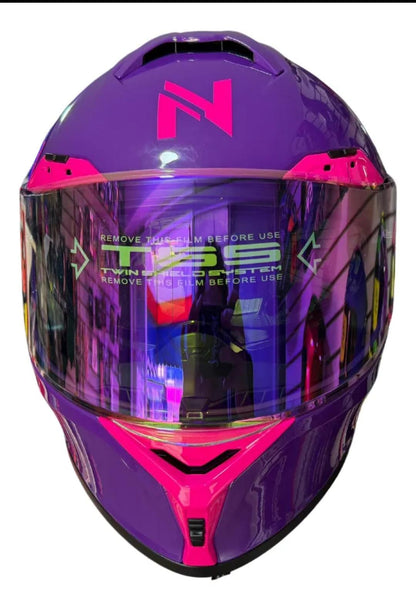 CASCO ABATIBLE NOSS NX90 MORADO BRILLOSO