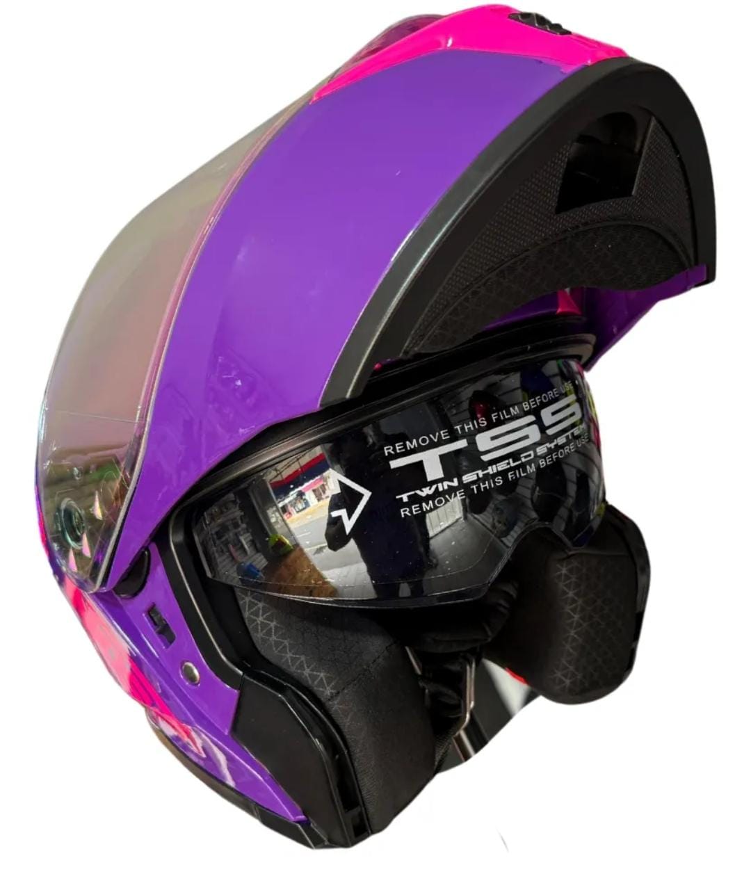 CASCO ABATIBLE NOSS NX90 MORADO BRILLOSO