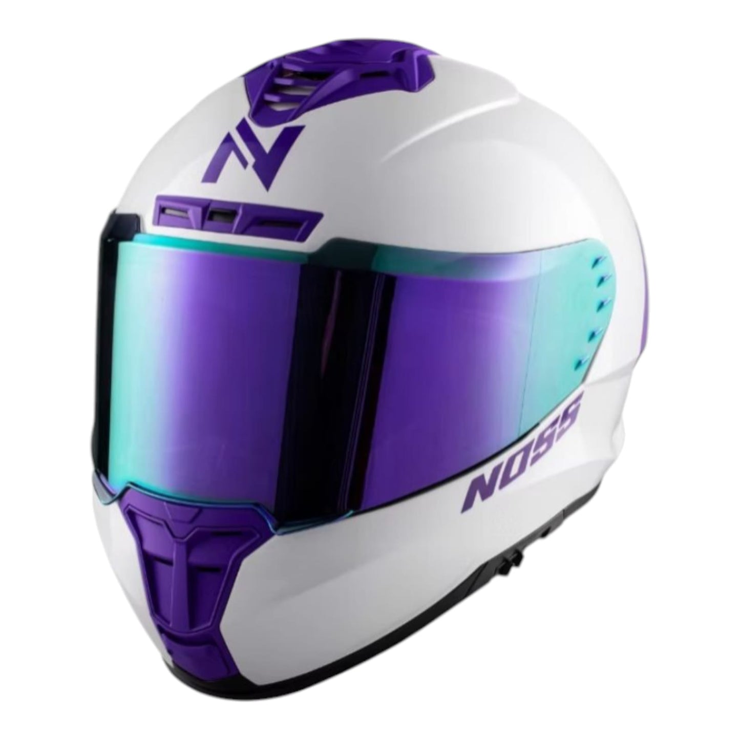 CASCO INTEGRAL NOSS NS 888 BLANCO BRILLOSO-MORADO