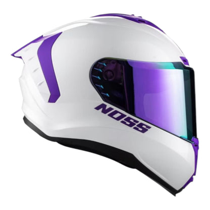 CASCO INTEGRAL NOSS NS 888 BLANCO BRILLOSO-MORADO